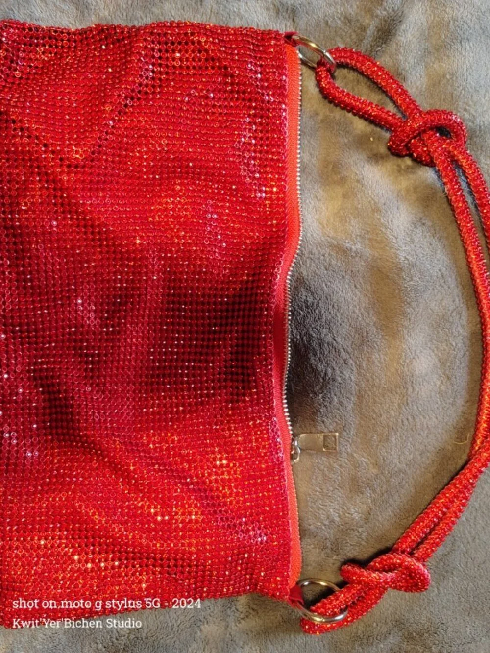 Red Rhinestone Sparkly Evening Bag